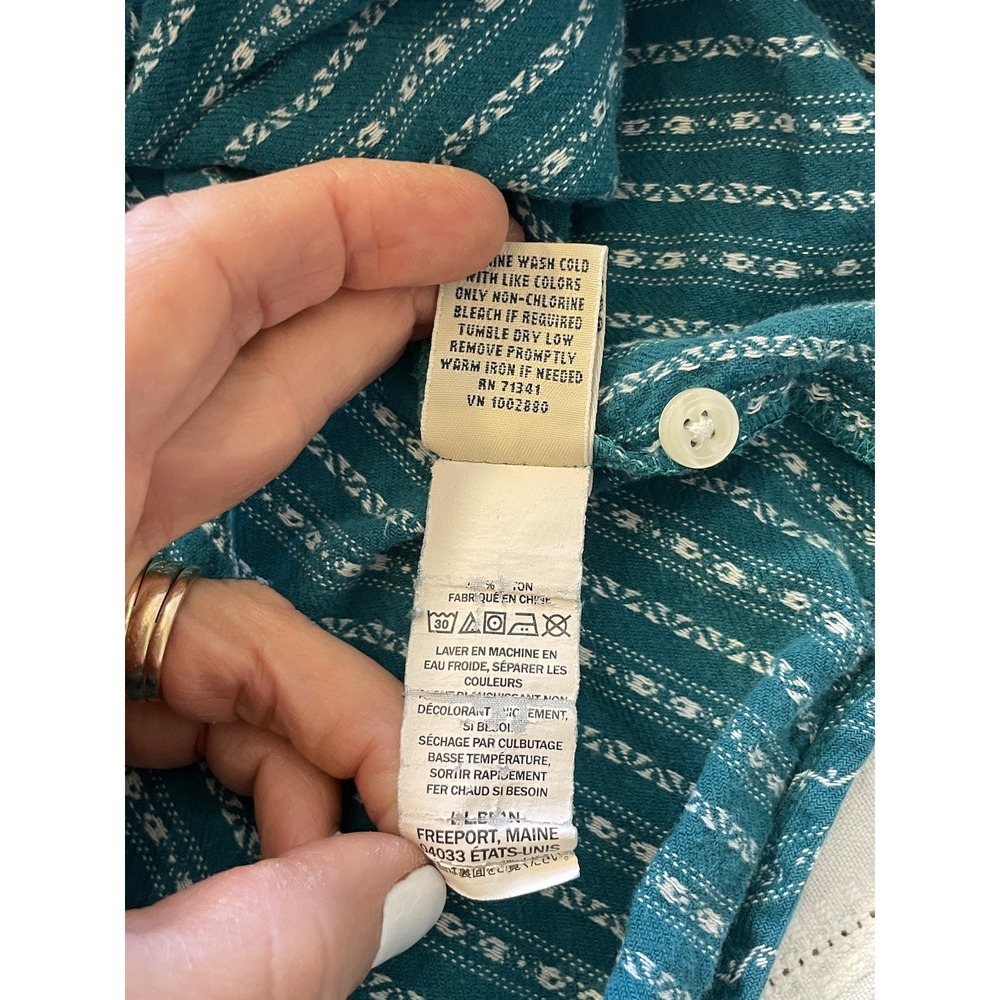 L.L. Bean Dobby Pintuck‎ Nightgown. Size XL Petite Teal/White 100%Cotton Granny - Picture 7 of 10